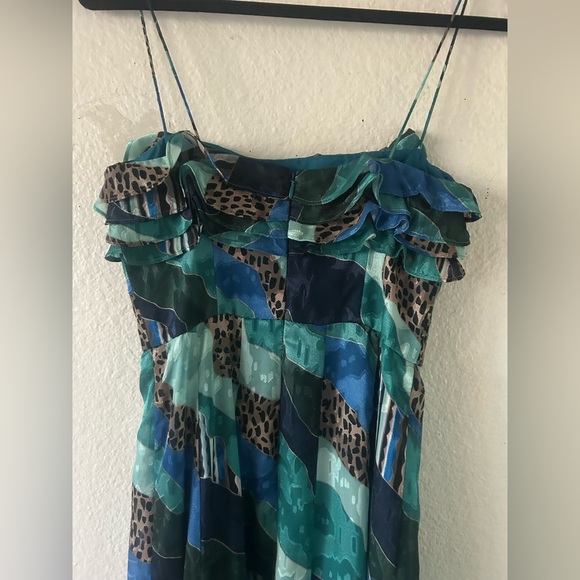 Hutch Womens 2 Blue Animal Print Maxi Ruffle Strap Patchwork Dress Fairy - Picture 12 of 15